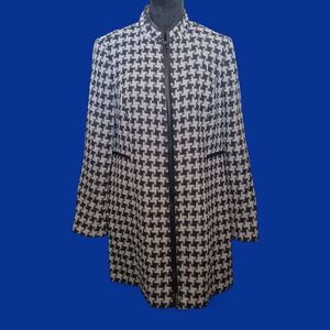 Kasper Black and White Houndstooth Blazer - Front Zipper